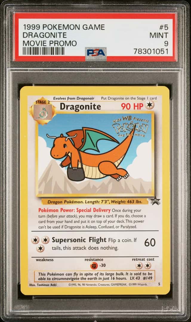 1999 Pokemon Game Movie Promo #5 Dragonite PSA 9 MINT