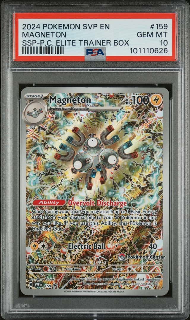 PSA 10 POKEMON TCG MAGNETON #SVP159 POKEMON CENTER EXCLUSIVE STAMP PC ETB PROMO