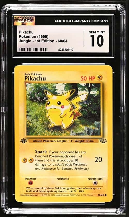 1999 POKEMON PTCG JUNGLE 60/64 PIKACHU 1ST EDITION CGC 10