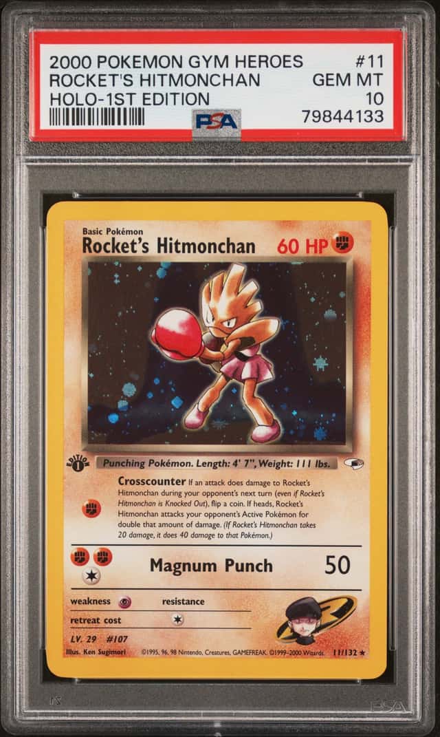 2000 Pokemon Gym Heroes 1st Edition Rocket's Hitmonchan #11/132 PSA 10 GEM MINT