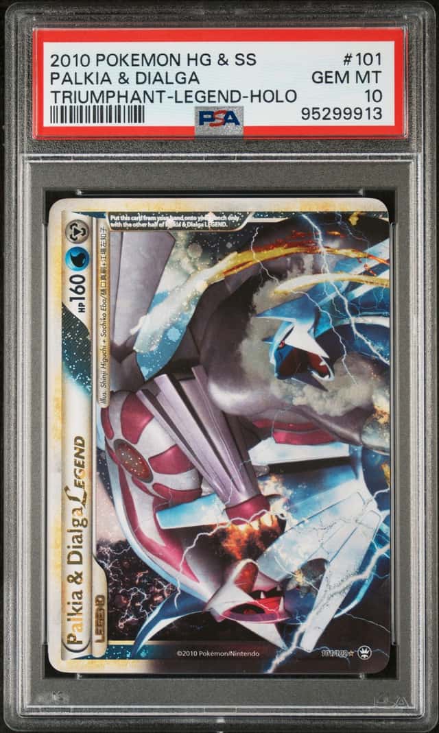 2010 Pokemon HeartGold & SoulSilver Triumphant Palkia Dialga LEGE 101/102 PSA 10