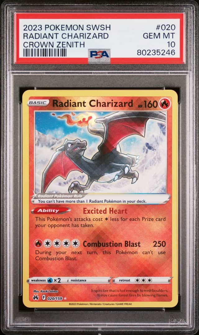 2023 Pokemon SWSH Crown Zenith Radiant Charizard #020/159 PSA 10 GEM MINT
