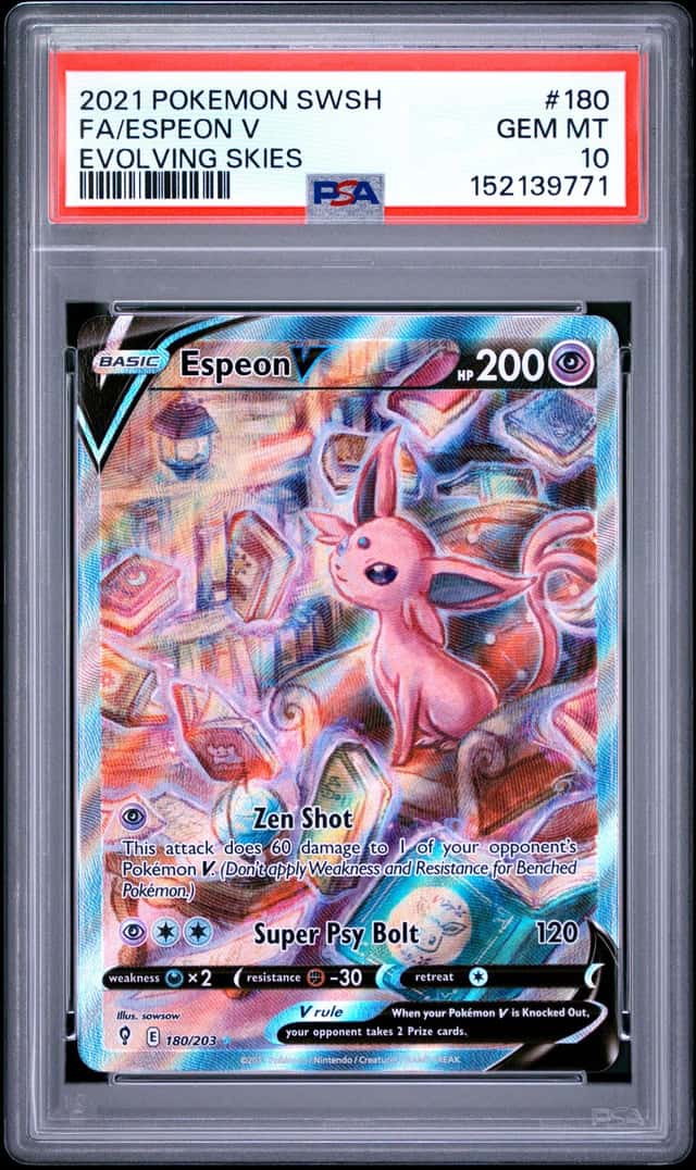 2021 Pokemon SWSH Evolving Skies Espeon V Full Art Ultra Rare #180/203 PSA 10