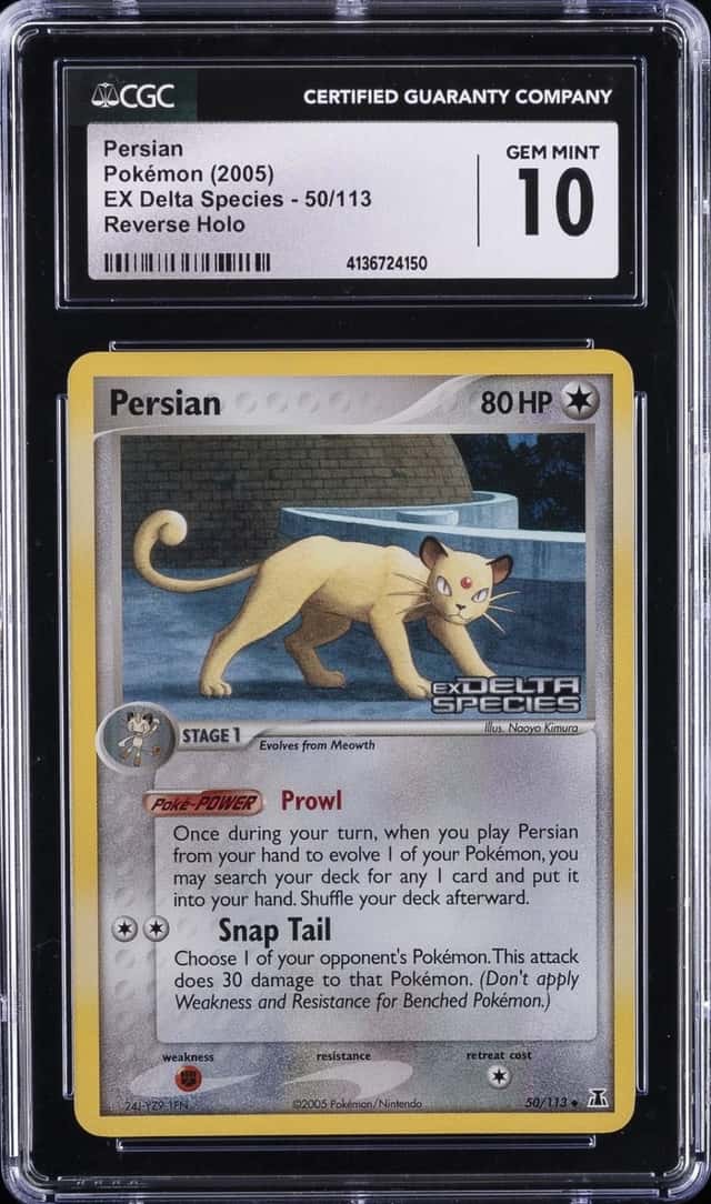 2005 POKEMON EX DELTA SPECIES REVERSE HOLO #50/113 PERSIAN CGC 10 GEM MINT