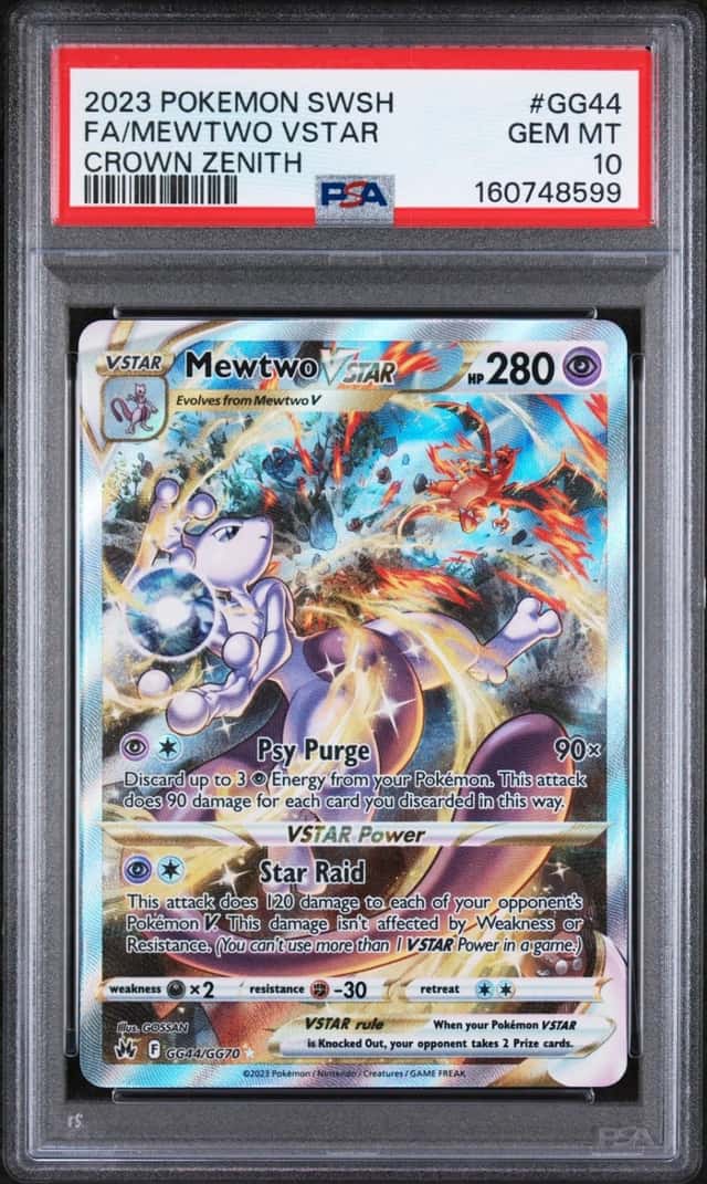 2023 POKEMON SWORD & SHIELD CROWN ZENITH #GG44 FULL ART/MEWTWO VSTAR PSA 10