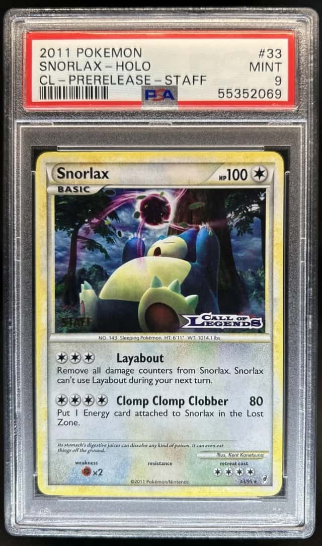 2011 Pokemon Call of Legends Snorlax Reverse Holo #33/95 PSA 9