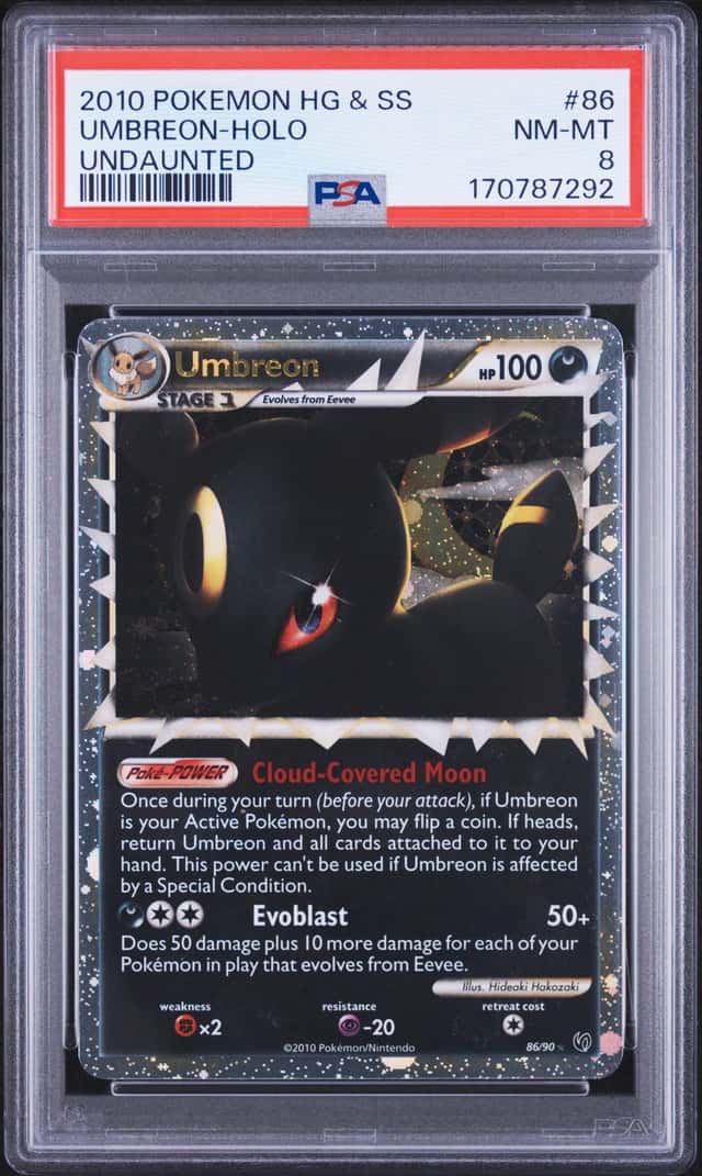 2010 Pokemon HeartGold & SoulSilver Undaunted Umbreon Holo #86/90 PSA 8
