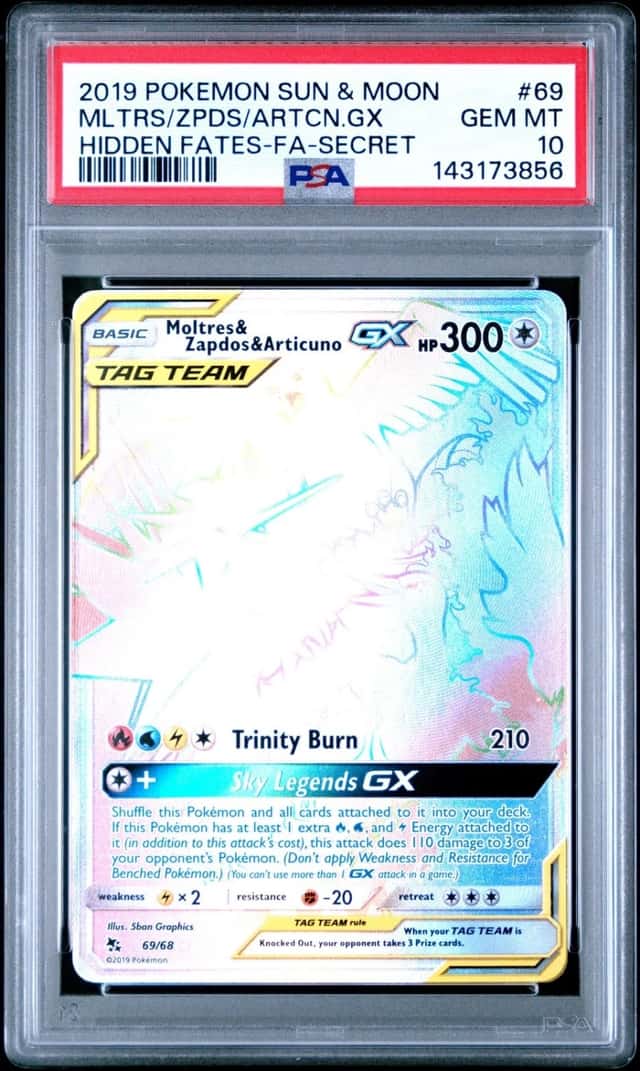 2019 Pokemon Sun & Moon #69 Mltrs/Zpds/Artcn.Gx Hidden Fates-Fa-Secret PSA 10