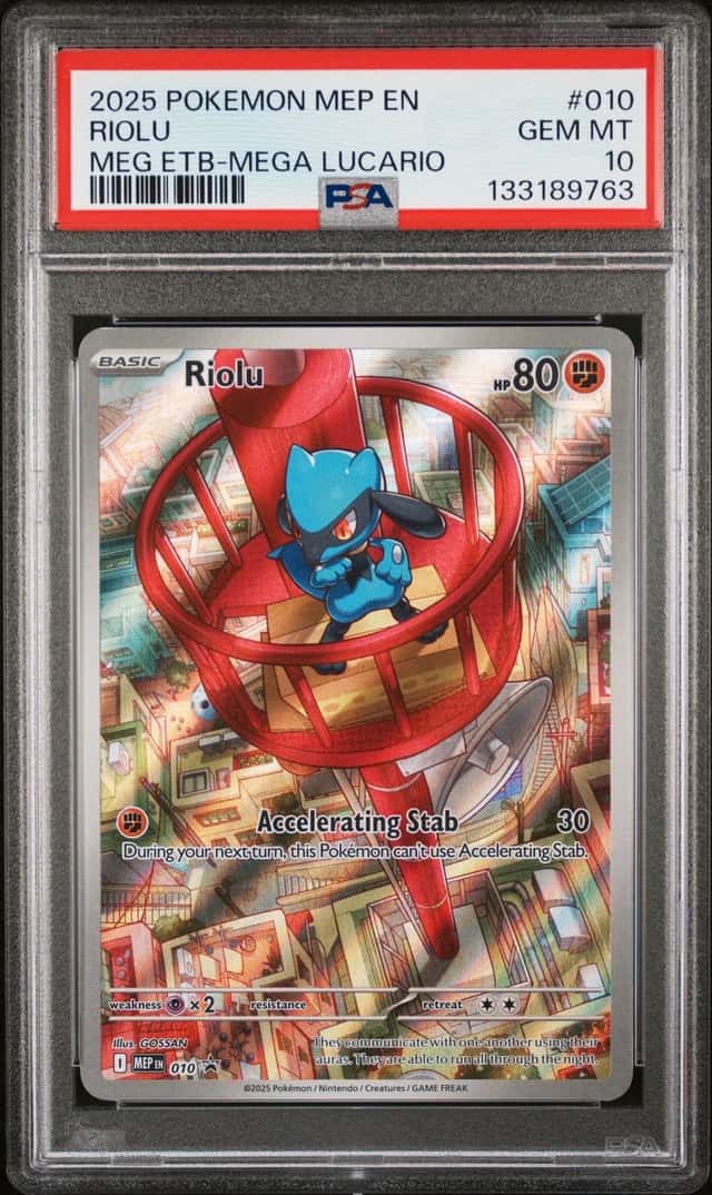 2025 Pokemon MEP Black Star Promos Riolu #010 PSA 10 GEM MINT