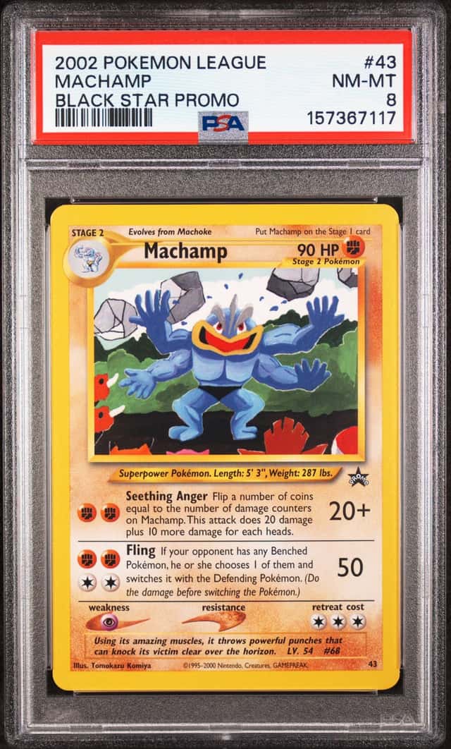 2002 POKEMON LEAGUE PROMO BLACK STAR #43 MACHAMP PSA 8