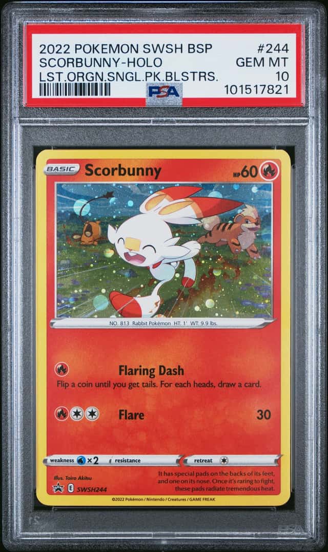 Pokemon PSA 10 Scorbunny Holo Promo 2022 SWSH244 Lost Origin Single Blisters ENG
