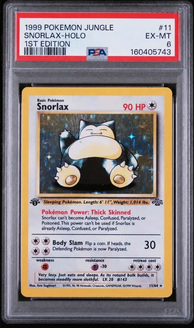 PSA 6 EX-MT 1st Edition Snorlax Holo Jungle Set #11/64 Pokemon Card