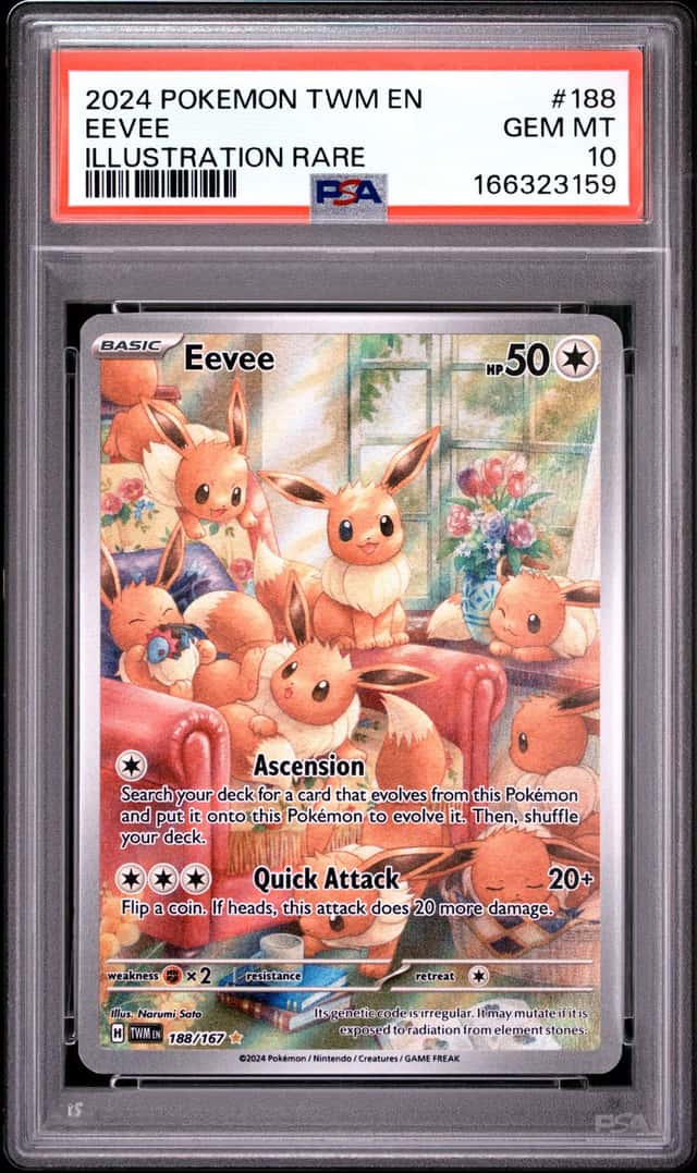 2024 POKEMON TWM EN-TWILIGHT MASQUERADE ILLUSTRATION RARE #188 EEVEE PSA 10