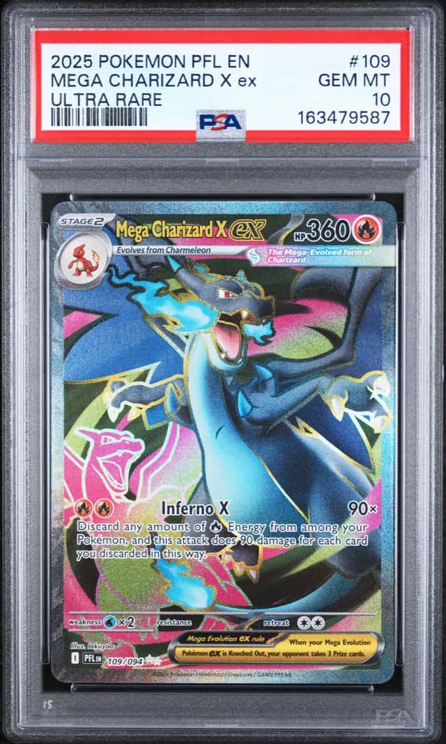 Pokemon 2025 Mega Charizard X ex 109 Full Art UR Phantasmal Flames GEM MT PSA 10