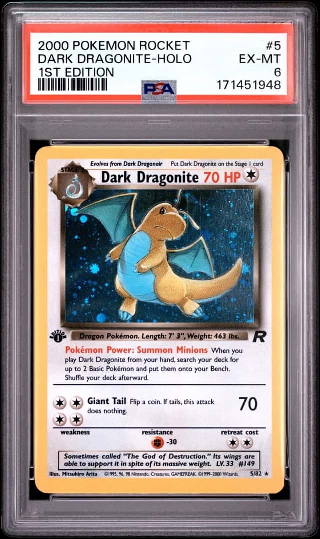2000 POKEMON ROCKET 1ST EDITION #5 DARK DRAGONITE-HOLO PSA 6