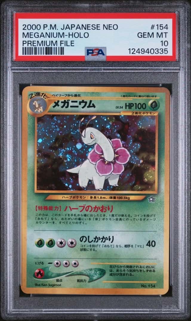 Pokemon Meganium Holo Neo Promo 154 Premium File Japanese PSA 10