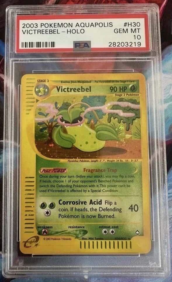 Pokemon Card PSA 10 Victreebel H30/H32 Aquapolis Holo With Swirl GEM MT PSA 10