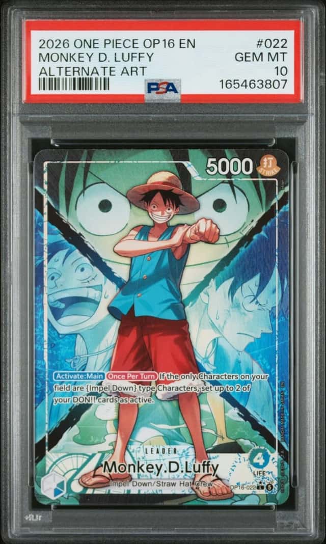 2026 ONE PIECE OP16-THE TIME OF BATTLE ALTERNATE ART #022 MONKEY D. LUFFY PSA 10