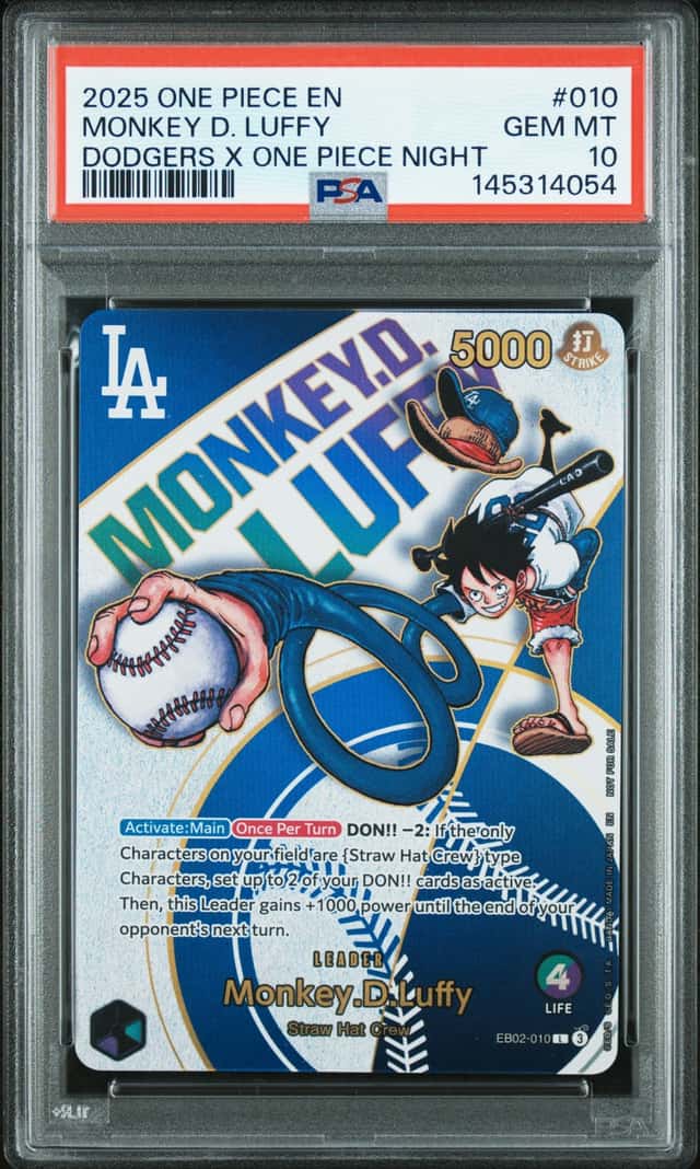 2025 One Piece EN Dodgers X One Piece Night #010 Monkey D Luffy PSA 10 GEM MINT