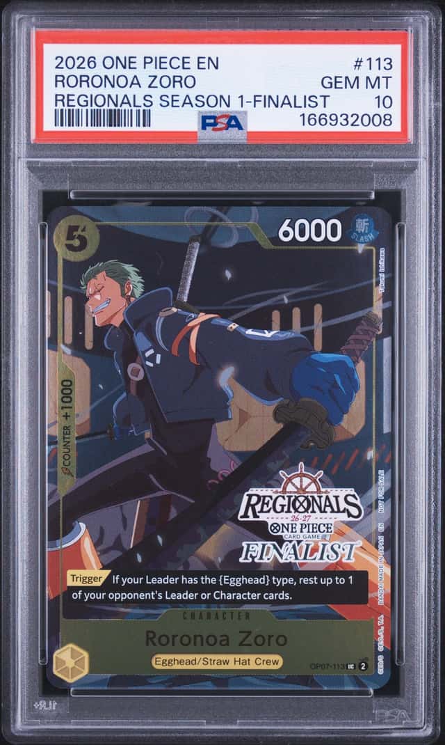 2026 One Piece EN Regionals Season 1 Finalist #113 Roronoa Zoro PSA 10 GEM MINT