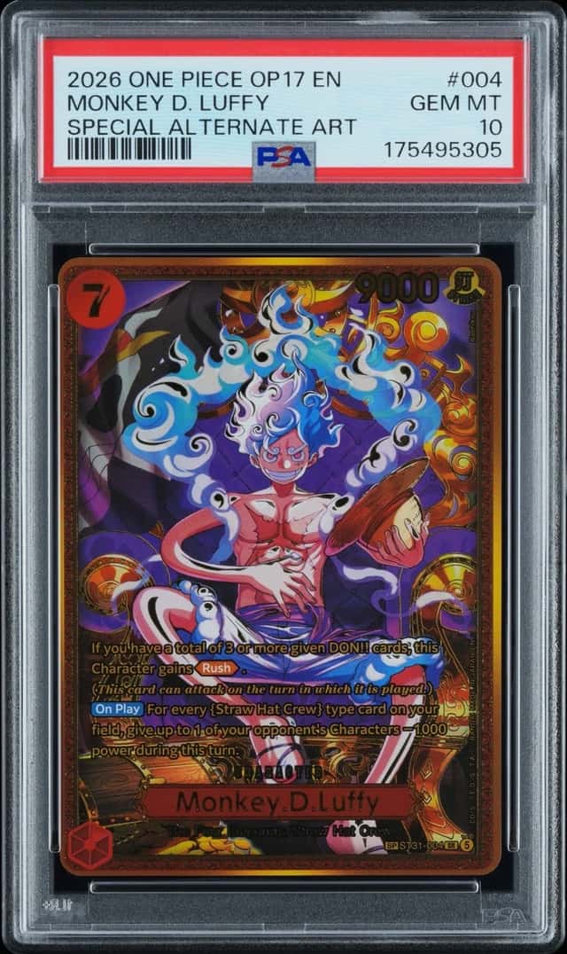 2026 ONE PIECE WORLD'S STRONGEST WARRIORS SPECIAL ALT ART MONKEY D. LUFFY PSA 10