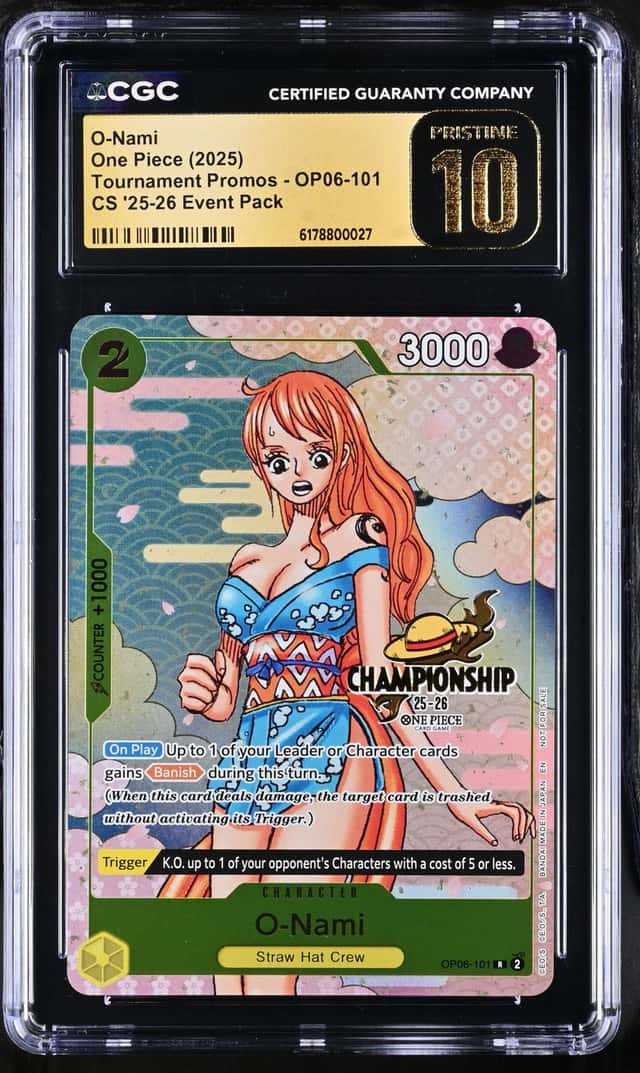 O-NAMI 2025 ONE PIECE TOURNAMENT CHAMPIONSHIP OP06-101 PRISTINE CGC 10 Q8058