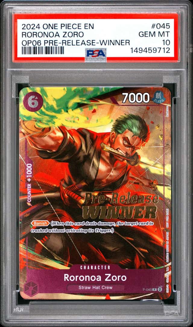 2024 One Piece Promo Wings of the Captain Prerelease Winner Roronoa Zoro #P045