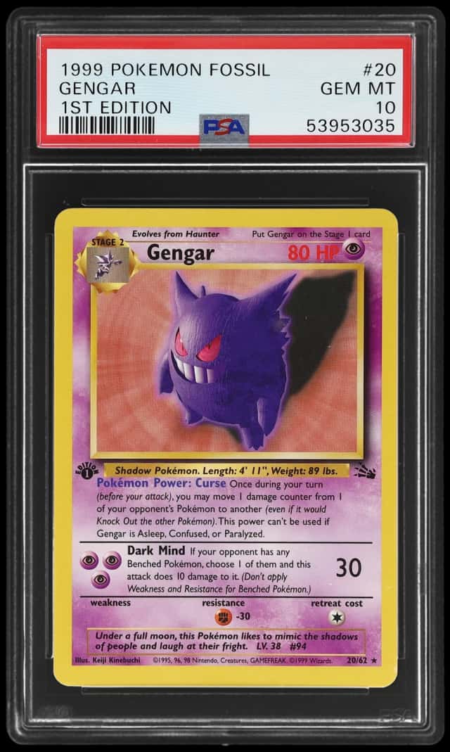 1999 Pokemon Fossil 1st Edition Gengar #20