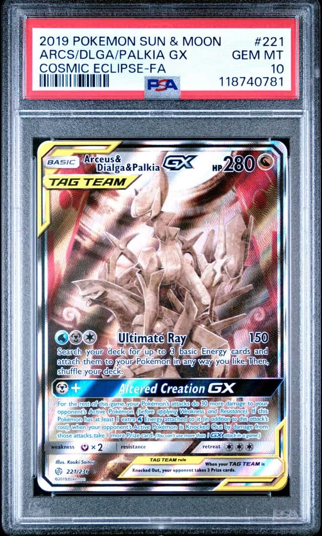 2019 Pokemon Sun and Moon Cosmic Eclipse Arceus/Dialga/Palkia Gx #221