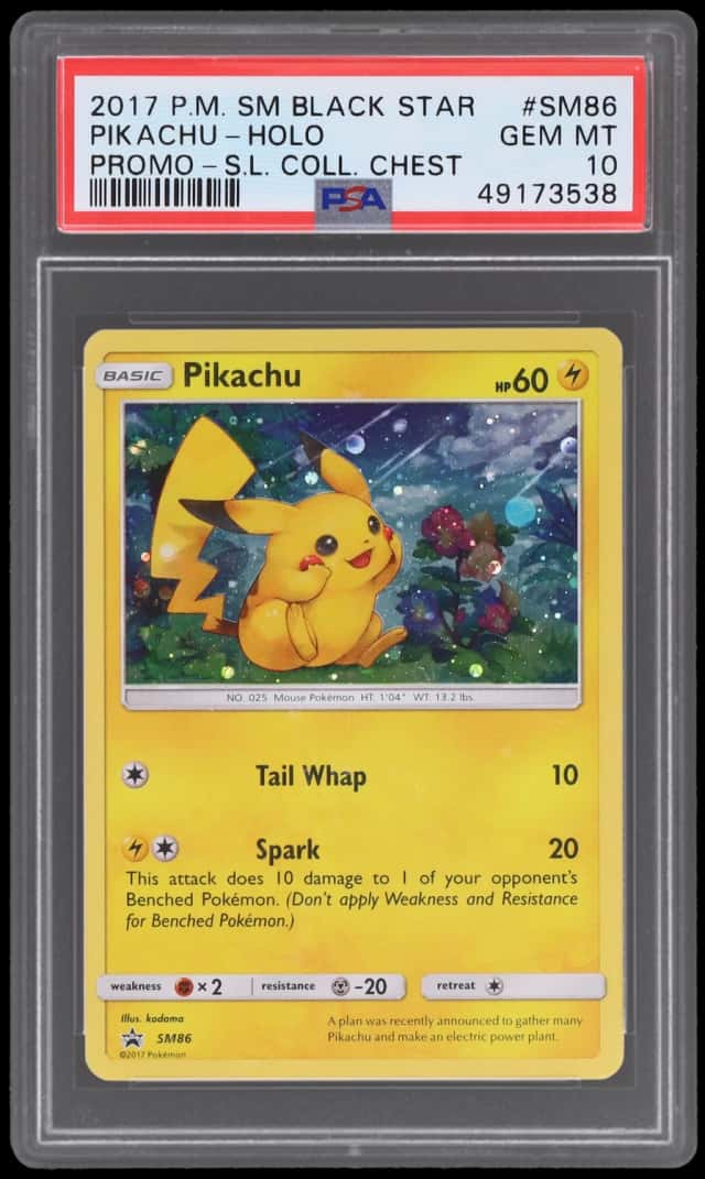 2017 Pokemon Sun and Moon Black Star Promo Shining Legends Collector Chest Holo Pikachu #SM86