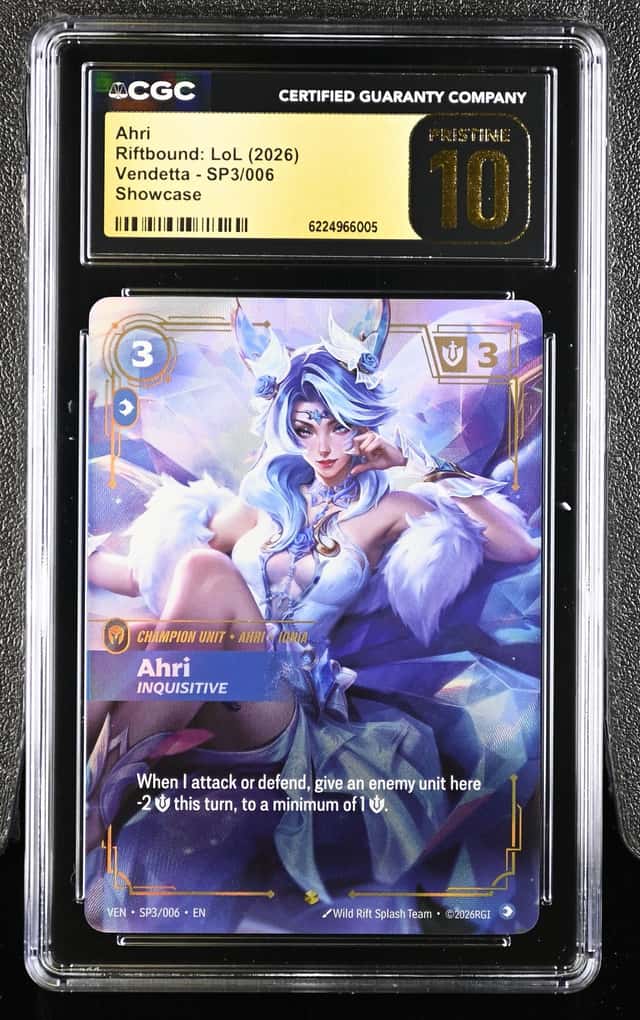 2026 Riftbound League Of Legends LoL Vendetta Showcase Ahri #SP3/006 CGC 10 PRISTINE