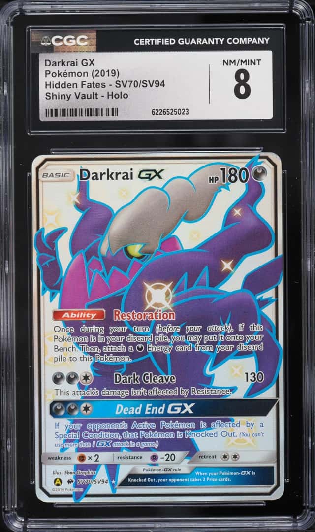 2019 Pokemon Sun & Moon Hidden Fates Full Art Darkrai GX #SV70 CGC 8 NM-MT