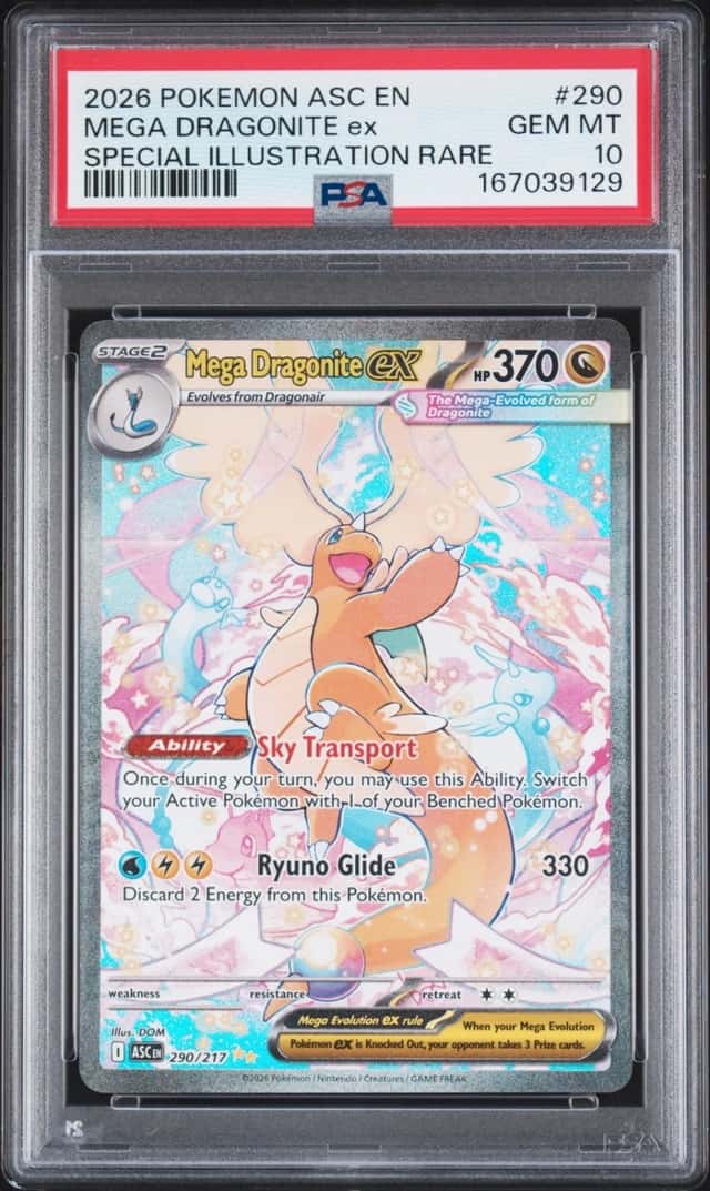 2026 POKEMON ASCENDED HEROES SPECIAL ILLUSTRATION RARE MEGA DRAGONITE EX PSA 10