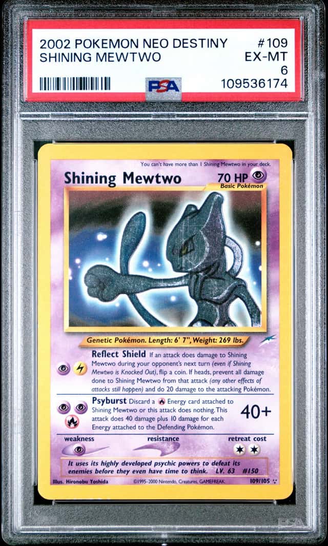 SHINING MEWTWO 2002 POKEMON NEO DESTINY #109 PSA 6 EX-MT