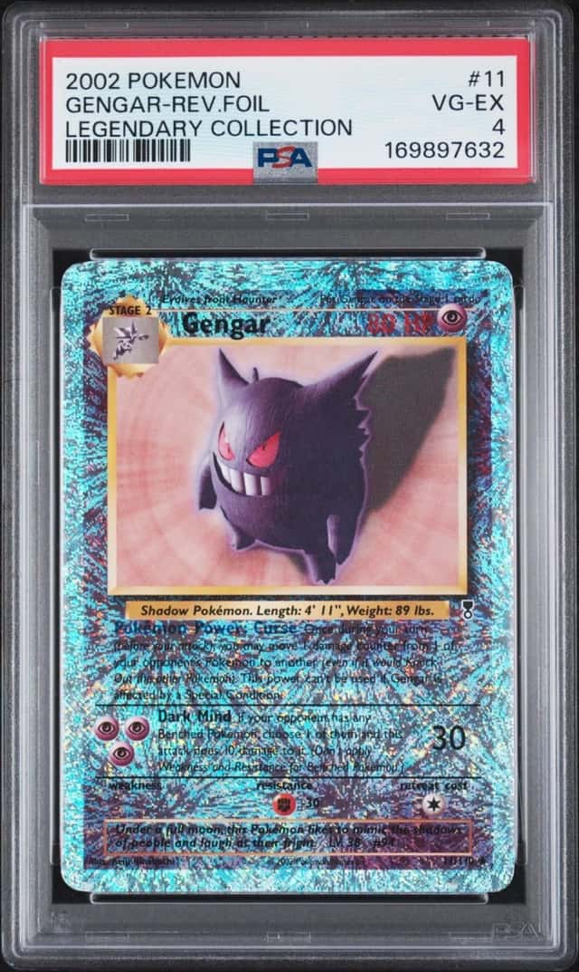 2002 POKEMON LEGENDARY COLLECTION #11 GENGAR-REVERSE FOIL PSA 4