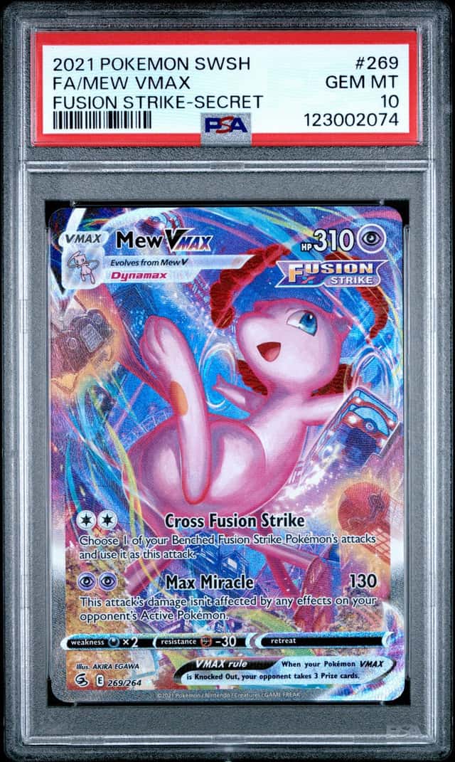 MEW VMAX 2021 POKEMON FUSION STRIKE 269/264 SECRET RARE FULL ART PSA 10 Q3963-5