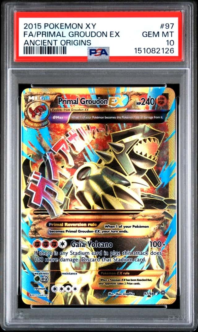 2015 POKEMON XY FA/PRIMAL GROUDON EX ANCIENT ORIGINS #97 PSA 10