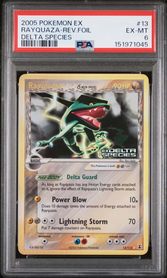 Rayquaza Reverse Foil #13 EX Delta Species 2005 Pokemon PSA 6 **STAMP**