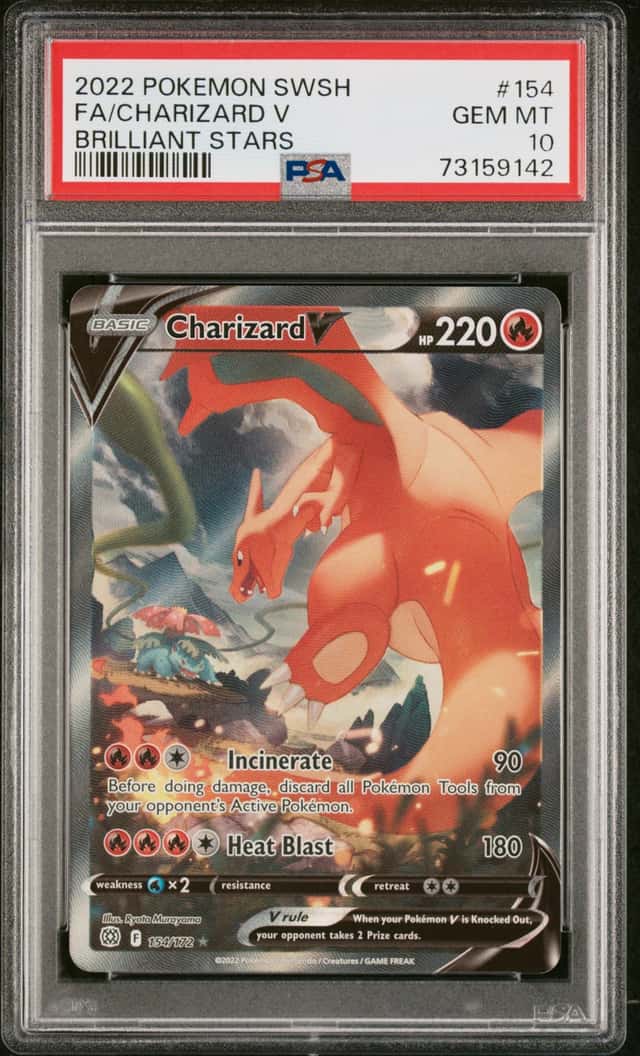 2022 Pokemon SWSH Brilliant Stars Charizard V #154/172 PSA 10 GEM MINT