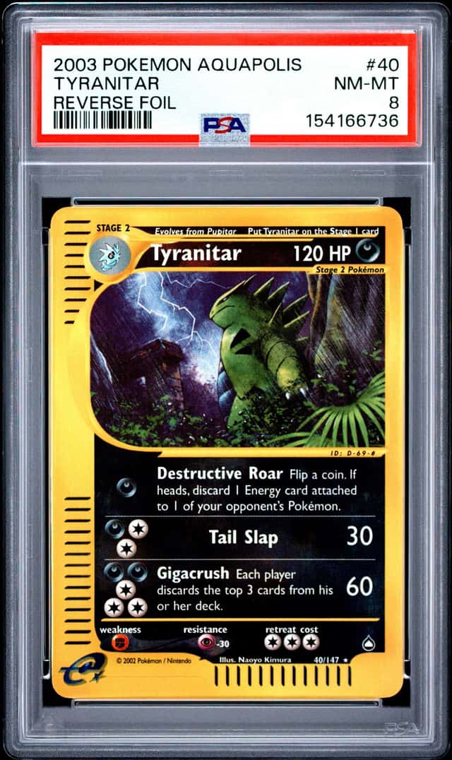 TYRANITAR PSA 8 2003 POKEMON AQUAPOLIS #40/147 REVERSE FOIL 6736
