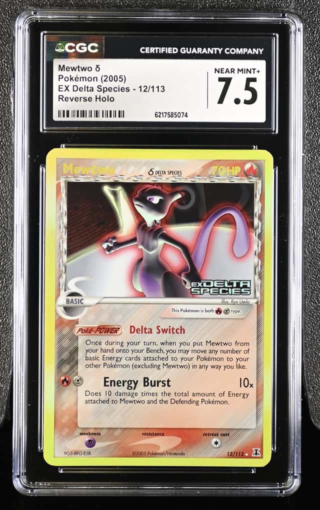 2005 Pokemon EX Delta Species Mewtwo Reverse Holo #12/113 CGC 7.5