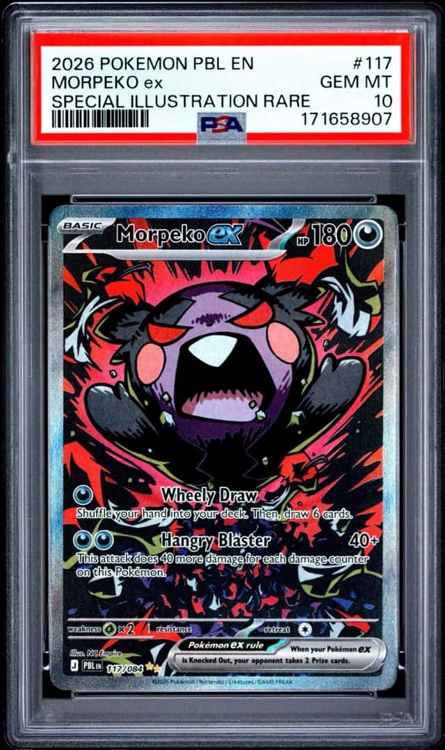 2026 POKEMON PBL EN-PITCH BLACK SPECIAL ILLUSTRATION RARE #117 MORPEKO EX PSA 10