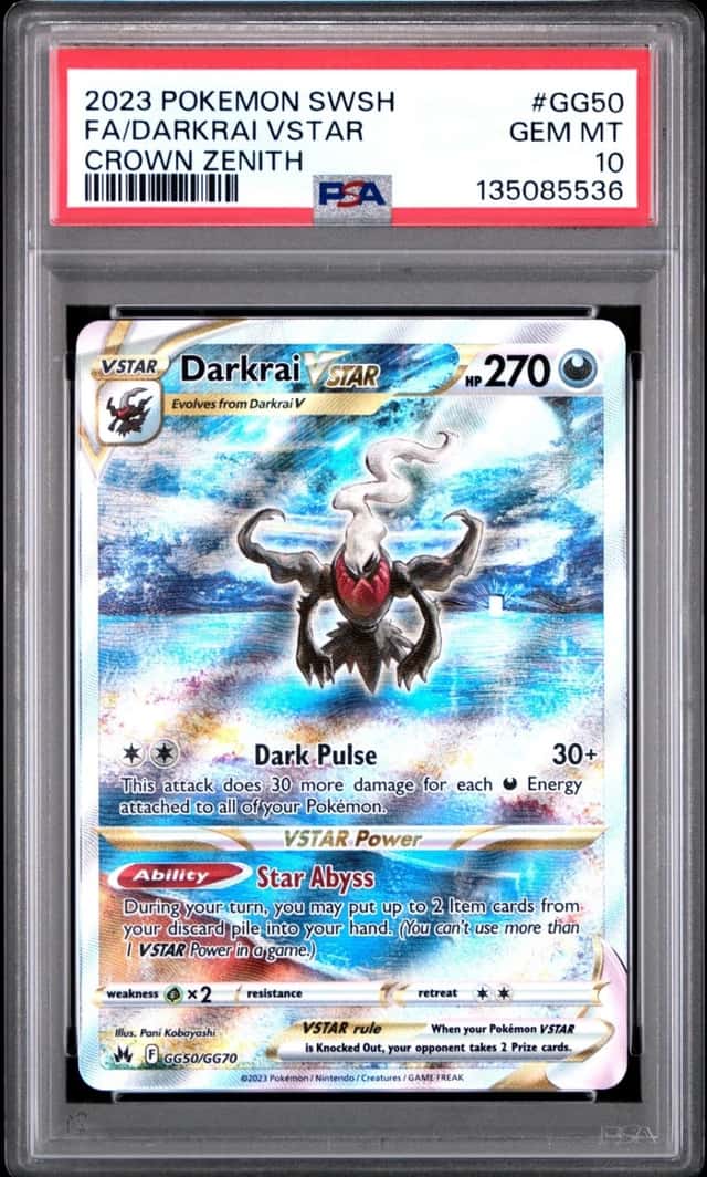 2023 POKEMON SWORD & SHIELD CROWN ZENITH #GG50 FULL ART/DARKRAI VSTAR PSA 10