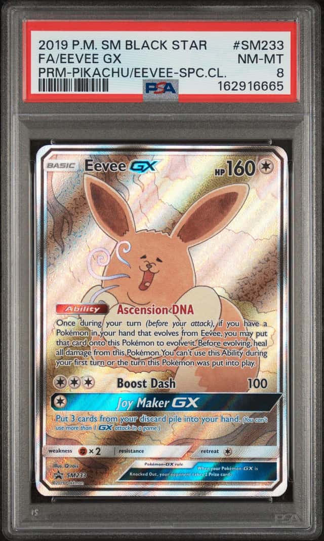 Pokemon 2019 Eevee GX SM233 Full Art Black Star Promo PSA 8