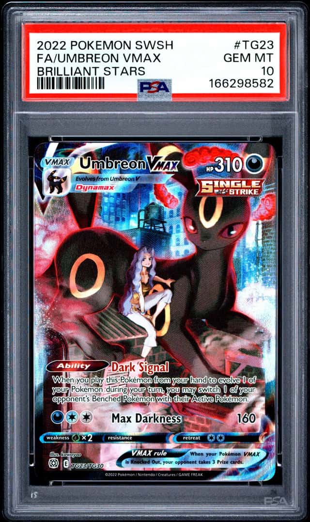 2022 POKEMON SWORD & SHIELD BRILLIANT STARS #TG23 FULL ART/UMBREON VMAX PSA 10