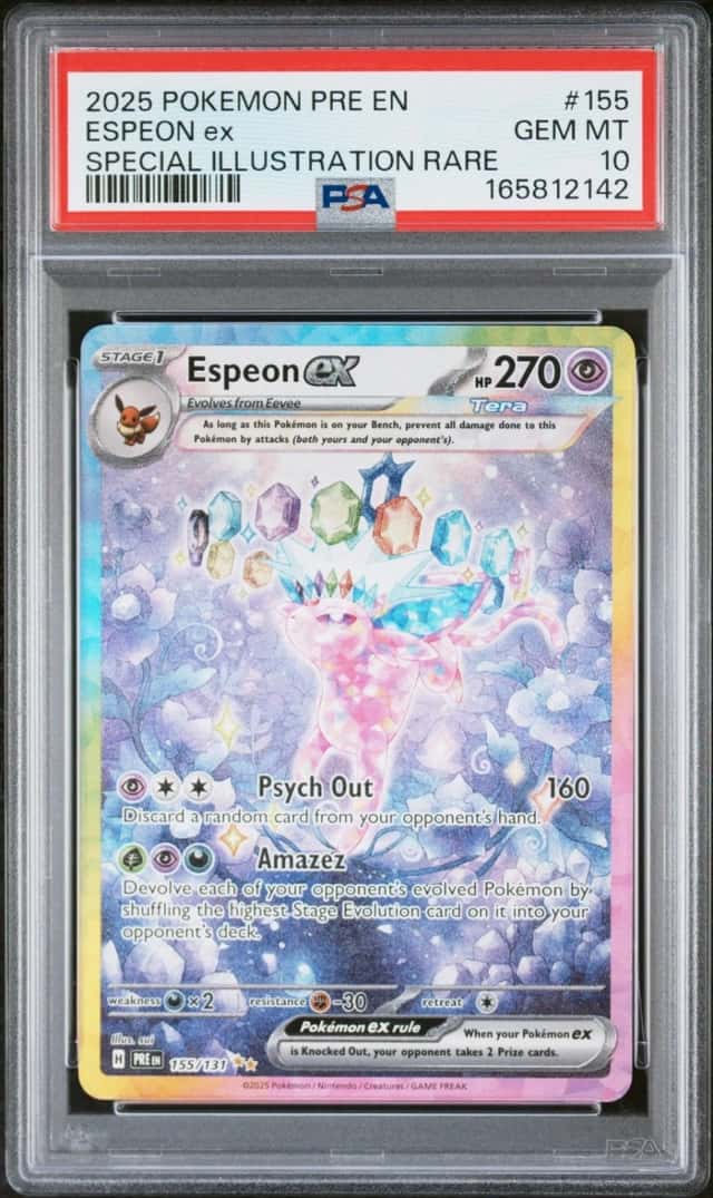 2025 POKEMON PRISMATIC EVOLUTIONS SPECIAL ILLUSTRATION RARE ESPEON EX PSA 10