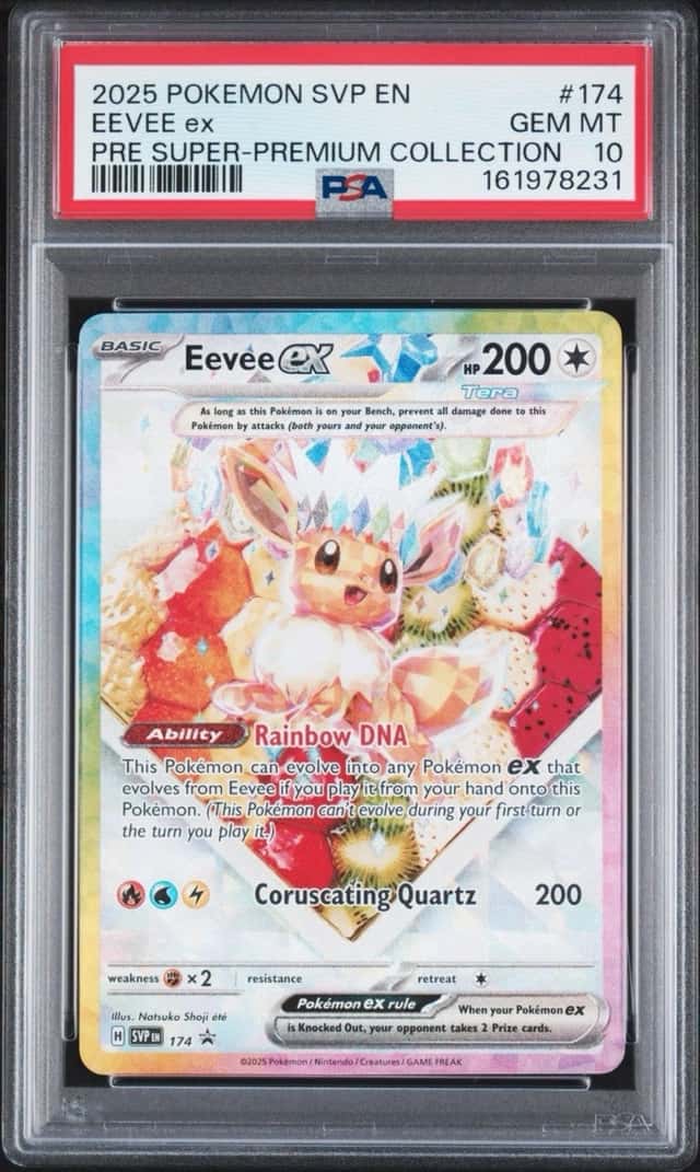 Pokemon 2025 Eevee ex SVP 174 Tera Full Art Promo Prismatic Evolutions PSA 10