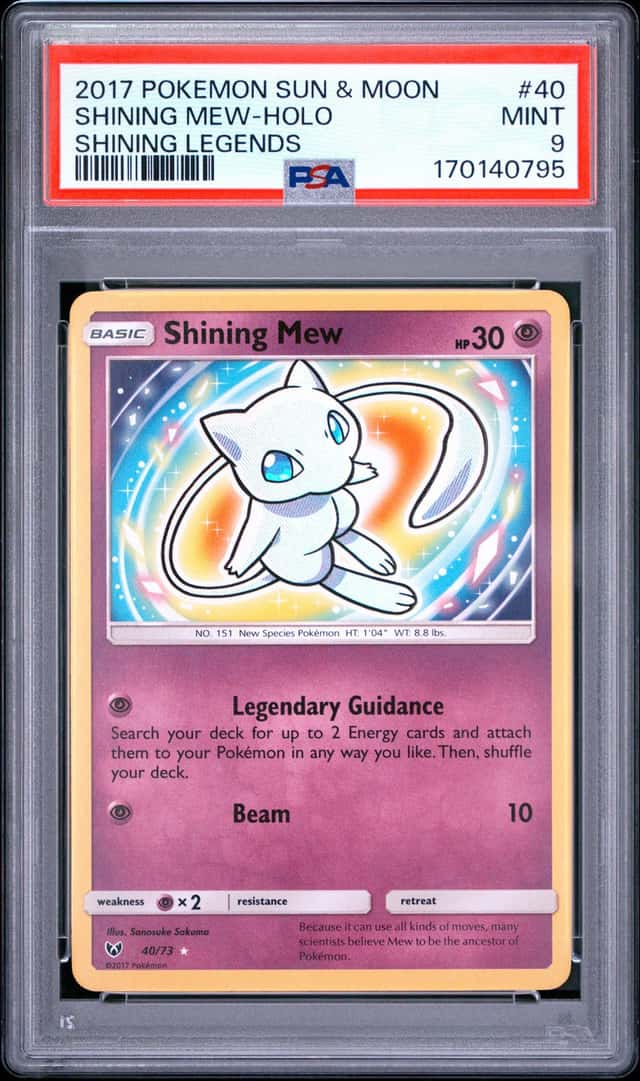 2017 POKEMON SUN & MOON SHINING LEGENDS #40 SHINING MEW-HOLO PSA 9