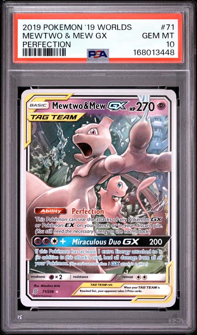 2019 POKEMON 2019 WORLD CHAMPIONSHIPS DECK: PERFECTION MEWTWO & MEW GX PSA 10