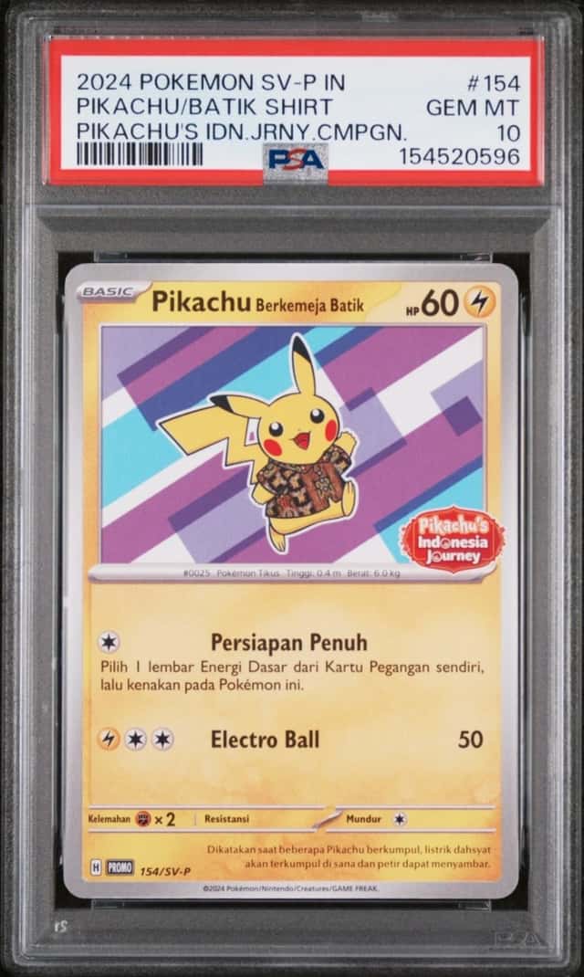 Pokemon Pikachu In Batik Shirt Indonesian Journey Campaign Promo 154 PSA 10